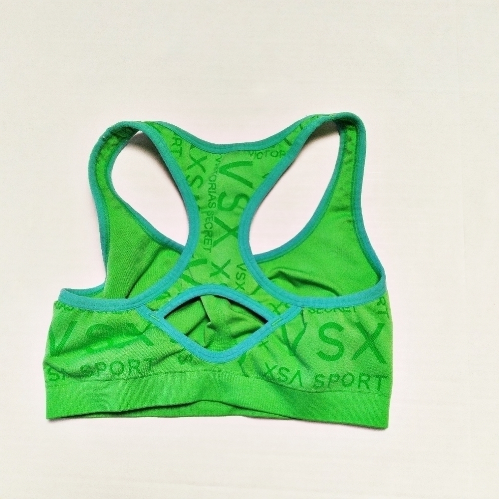 Victoria's Secret Sport Neon Green VSX Logo Sports Bra Small - Picture 2 of 5